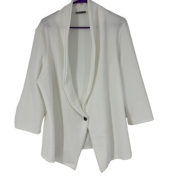 Womens Ssoulm White Size 2XL Cardigan Blazer One button Jacket Top 3779 White - Picture 1 of 5